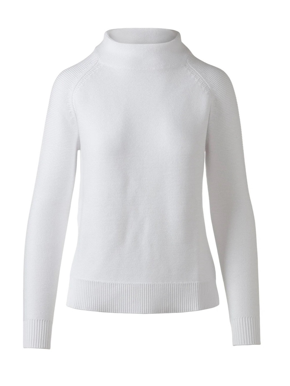 Kinross Cotton White Mock Neck Sweater